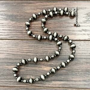 Navajo Style Bead Necklace Extra Long Round Oval